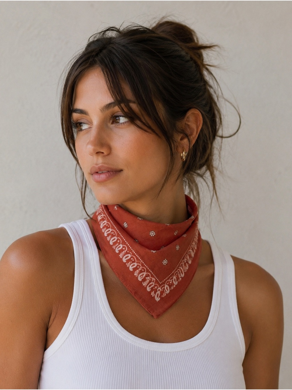 Mango Rust Floral Bandana Neck Scarf Neckerchief